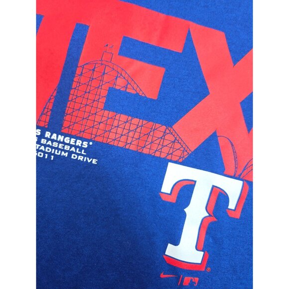 Texas Rangers Nike Dri-Fit Blue TShirt Mens Small - Picture 6 of 8